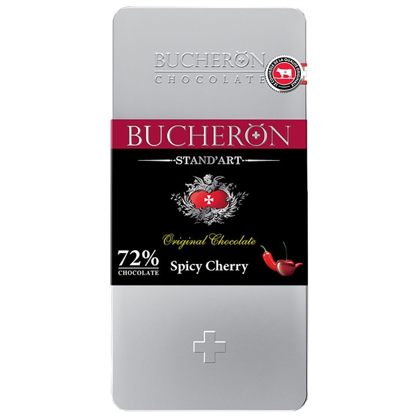 بوچرون_شکلات دارک فلزي 72%گيلاس و فلفل100 گرم 
