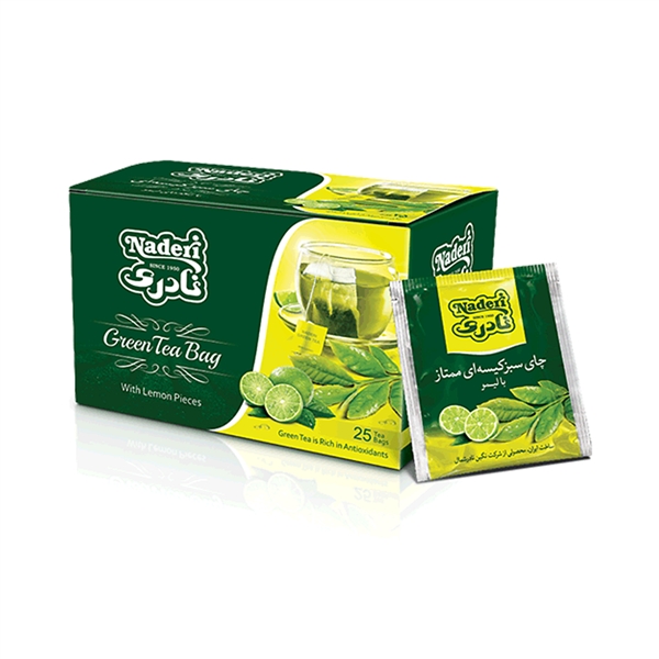 نادری_چای سبز کیسه ای ممتاز با لیمو 50 گرم