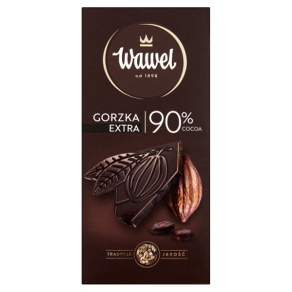 شکلات تخته اي دارک 90% 100گرم 14*1 wawel